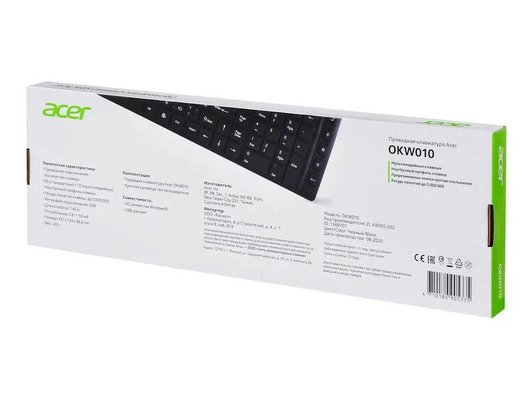 Клавиатура проводная Acer OKW010 черный slim (ZL.KBDEE.002)